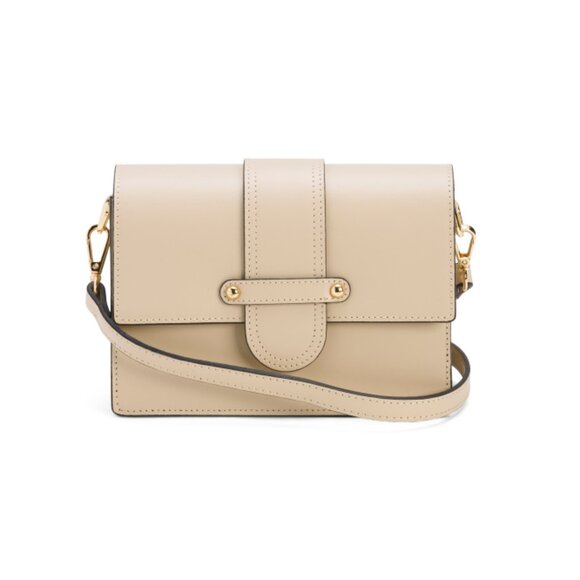 CHEVAL Beige Made In Italy Leather Double Compartment Structure Crossbody - Picture 1 of 2